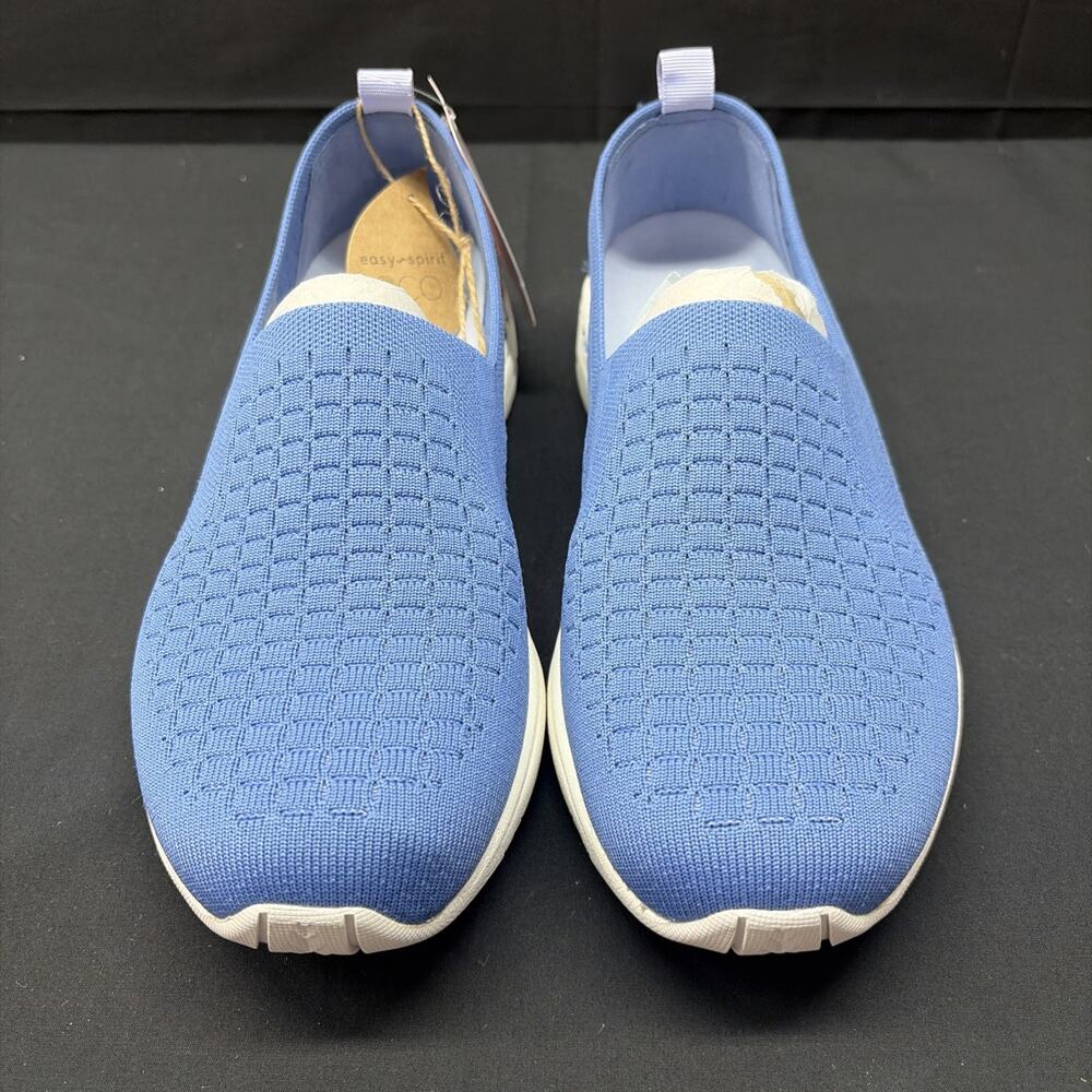 Easy Spirit Tech Womens Blue Knit Slip On Comfort Walking Shoes Size 8ww X-wide